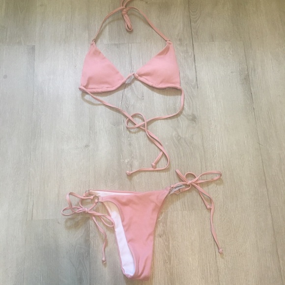 NWOT🔥SHEIN Ribbed Pink Bikini Swimsuit - Picture 2 of 2